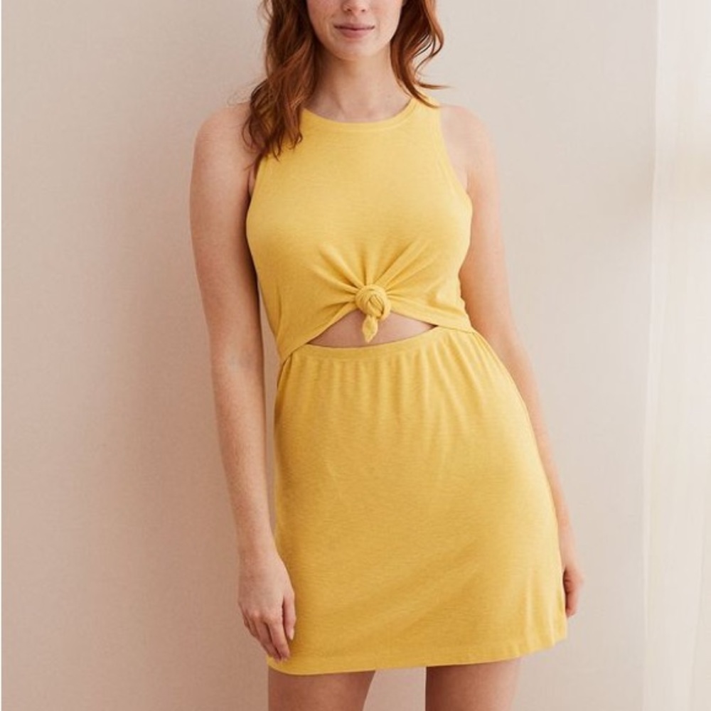 aerie Knot-Front Mini Dress in Sunny Yellow
